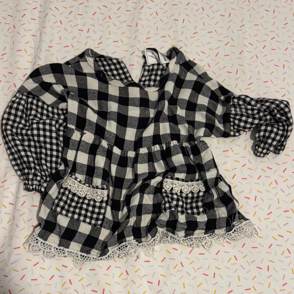 Rare Editions Black and White Checkered Blouse